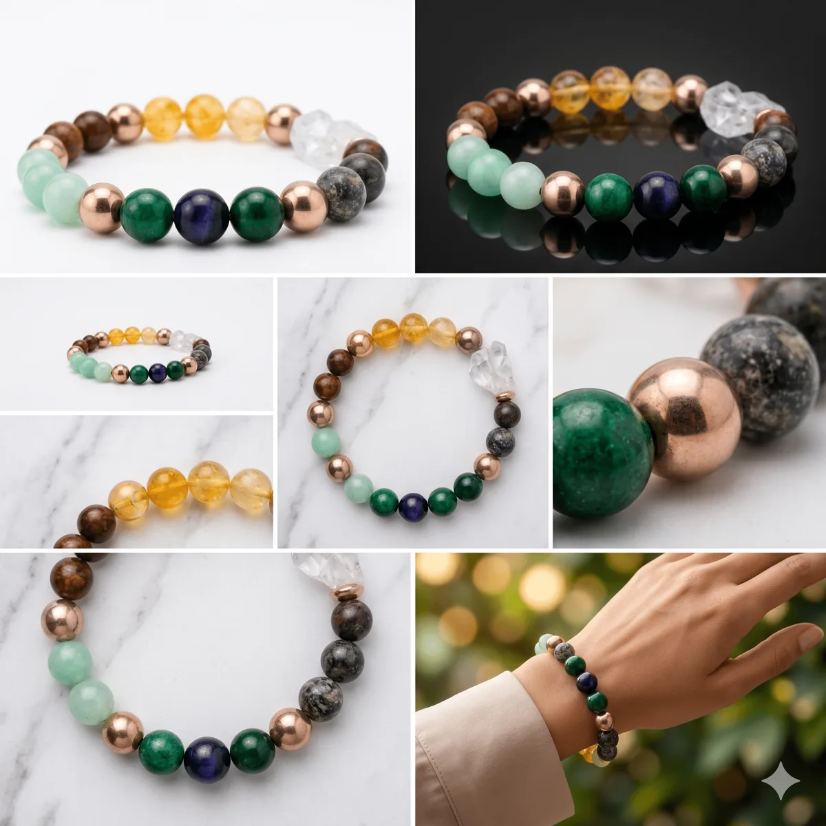 Natural Energy Yoga Bracelet – Multicolor Marble Stone Beads